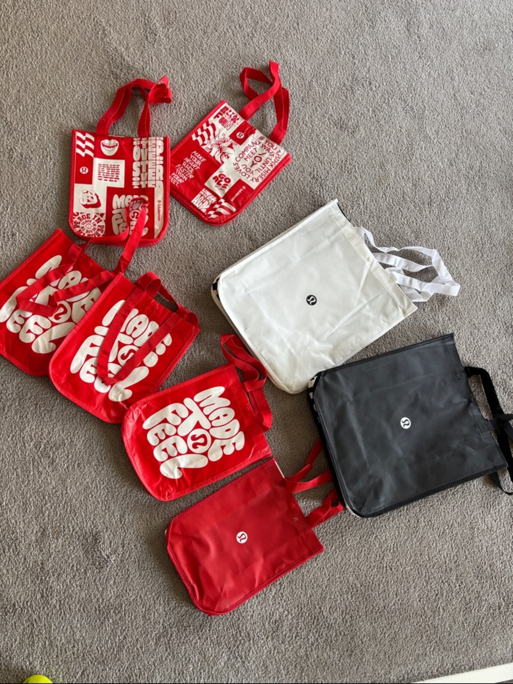 lululemon athletica Red, White, Black Tote Bags Set